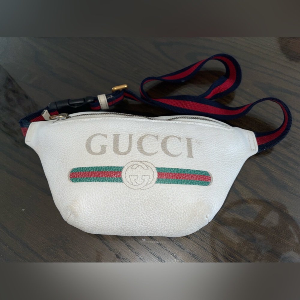 White Calf Skin Gucci Belt Bag